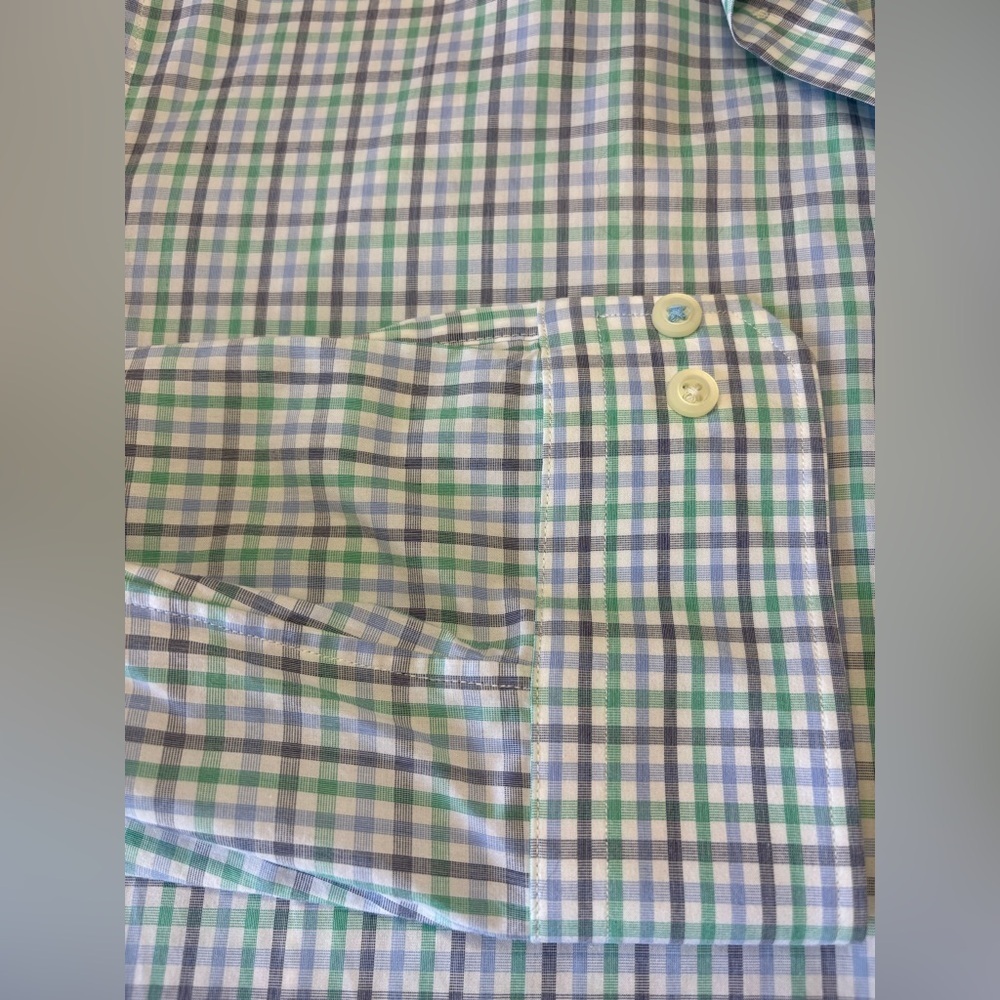 Banana Republic Men’s Green/Black/Blue Plaid Shirt Size L - Picture 4 of 6